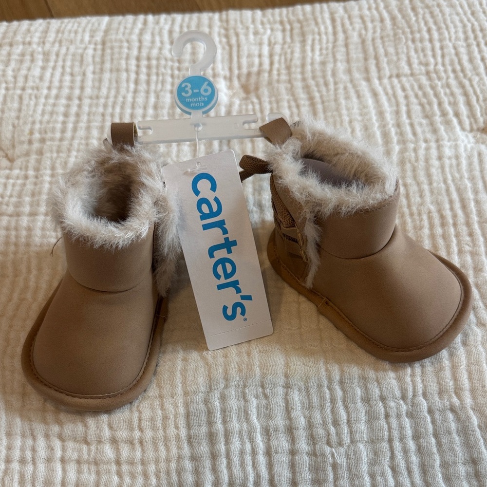 Carter's Tan Baby Boots with Faux Fur
